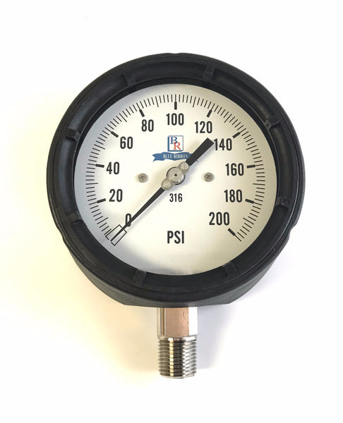 4.5" Dial SS Process Pressure Gauge Model BR400 BR800 , Gauge, NWIM